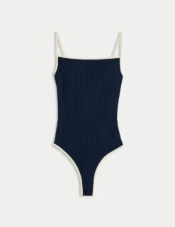 Ribbed Tipped Detail Square Neck Swimsuit 28 Ribbed Tipped Detail Square Neck Swimsuit -M&S ribbed tipped detail square neck swimsuit 6
