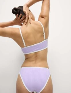 Ribbed Tipped High Leg Bikini Bottoms -M&S ribbed tipped high leg bikini bottoms 12