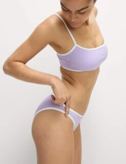 Ribbed Tipped High Leg Bikini Bottoms -M&S ribbed tipped high leg bikini bottoms 14