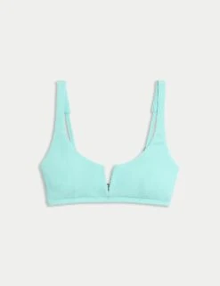 Ribbed V-Front Bikini Top -M&S ribbed v front bikini top 14
