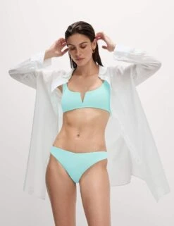 Ribbed V-Front Bikini Top -M&S ribbed v front bikini top 15