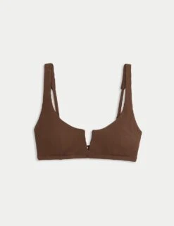Ribbed V-Front Bikini Top -M&S ribbed v front bikini top 7