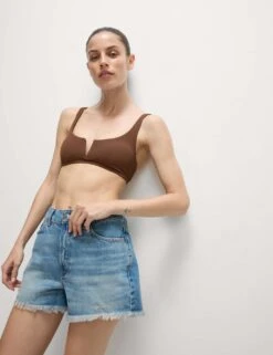 Ribbed V-Front Bikini Top -M&S ribbed v front bikini top 8