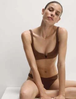 Ribbed V-Front Bikini Top -M&S ribbed v front bikini top 9