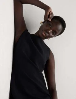 Round Neck Button Detail Mini Shift Dress 26 Round Neck Button Detail Mini Shift Dress -M&S round neck button detail mini shift dress 10