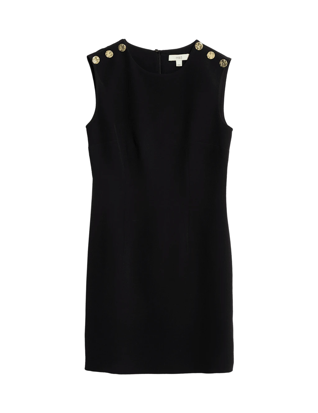 Round Neck Button Detail Mini Shift Dress 10 Round Neck Button Detail Mini Shift Dress - Image 8