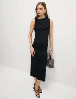 Round Neck Ruched Midi Bodycon Dress -M&S round neck ruched midi bodycon dress 5