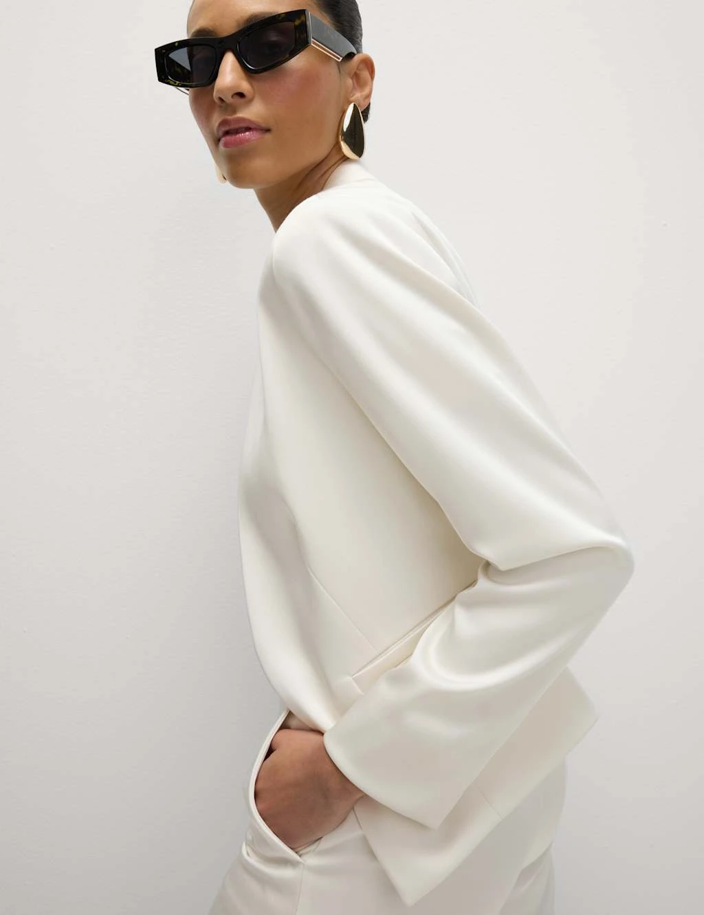 Satin Collarless Blazer 17 Satin Collarless Blazer - Image 15