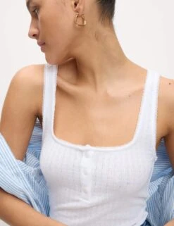 Pointelle Square Neck Vest -M&S scoop neck vest top 4