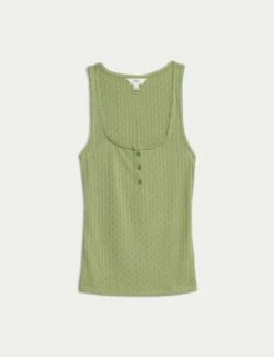 Pointelle Square Neck Vest -M&S scoop neck vest top 5