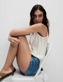 Sequin Textured V-Neck Knitted Vest -M&S sequin textured v neck knitted vest 13