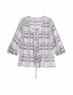 Shirred Tie Front Blouse -M&S shirred tie front blouse