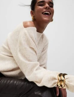 Slash Neck Relaxed Jumper With Alpaca -M&S slash neck relaxed jumper with alpaca 12