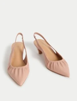 Slip On Kitten Heel Pointed Slingback Shoes -M&S slip on kitten heel pointed slingback shoes 12
