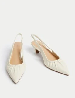 Slip On Kitten Heel Pointed Slingback Shoes -M&S slip on kitten heel pointed slingback shoes 3