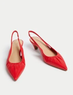 Slip On Kitten Heel Pointed Slingback Shoes -M&S slip on kitten heel pointed slingback shoes 6