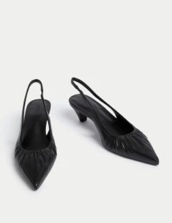 Slip On Kitten Heel Pointed Slingback Shoes -M&S slip on kitten heel pointed slingback shoes 9