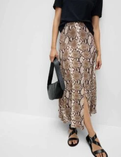 Snake Print Asymmetric Midaxi A-Line Skirt -M&S snake print asymmetric midaxi a line skirt 5
