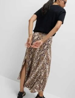 Snake Print Asymmetric Midaxi A-Line Skirt -M&S snake print asymmetric midaxi a line skirt 6