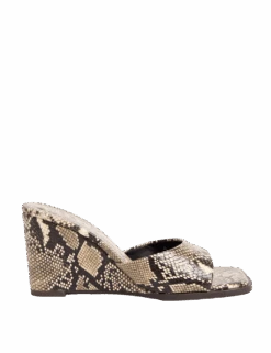 Snake Print Slip On Wedge Square Toe Mules -M&S snake print slip on wedge square toe mules