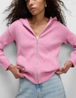 Soft Touch Knitted Zip Up Hoodie -M&S soft touch knitted zip up hoodie 11