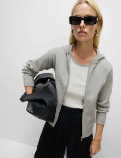 Soft Touch Knitted Zip Up Hoodie -M&S soft touch knitted zip up hoodie 16