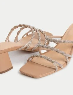 Sparkle Strappy Block Heel Mule Sandals -M&S sparkle strappy block heel mule sandals 3