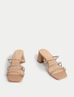 Sparkle Strappy Block Heel Mule Sandals -M&S sparkle strappy block heel mule sandals 5