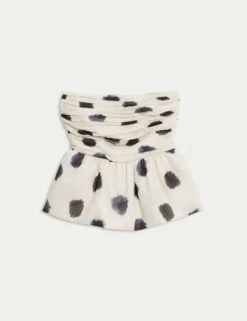 Spot Print Ruched Bandeau Top -M&S spot print ruched bandeau top 5