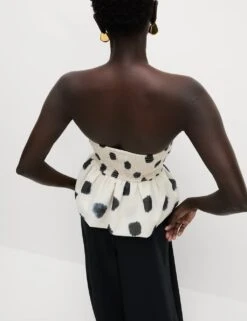 Spot Print Ruched Bandeau Top -M&S spot print ruched bandeau top 7