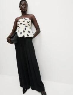 Spot Print Ruched Bandeau Top -M&S spot print ruched bandeau top 8