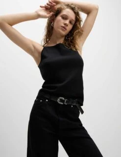 Square Neck Fitted Knitted Vest -M&S square neck fitted knitted vest 8