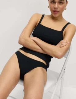 Textured High Leg Bikini Bottoms -M&S stay new chlorine resist high leg bikini bottoms 6