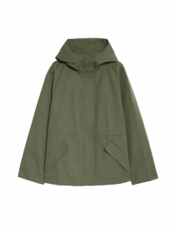 Stormwear™ Hooded Rain Jacket With Cotton -M&S stormwear hooded rain jacket with cotton