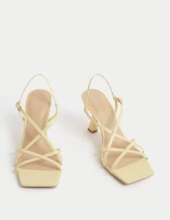 Strappy Stiletto Heel Square Toe Sandals -M&S strappy stiletto heel square toe sandals 8