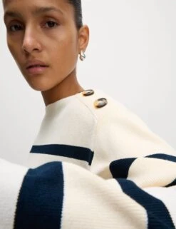 Striped Crew Neck Fitted Jumper -M&S striped crew neck fitted jumper 12