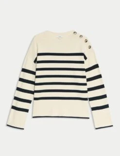 Striped Crew Neck Fitted Jumper -M&S striped crew neck fitted jumper 13