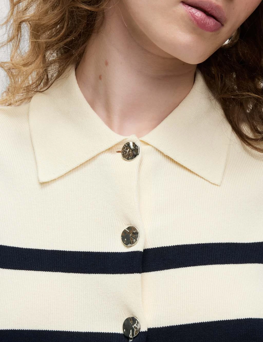 Striped Knitted Collared Button Front Cardigan 10 Striped Knitted Collared Button Front Cardigan - Image 8