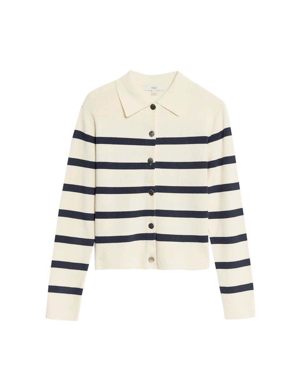 Striped Knitted Collared Button Front Cardigan 11 Striped Knitted Collared Button Front Cardigan - Image 9