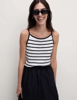 Striped Square Neck Fitted Knitted Vest -M&S striped square neck fitted knitted vest 11