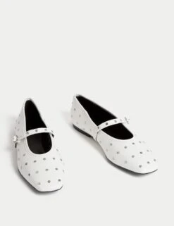 Studded Buckle Flat Ballet Pumps -M&S studded buckle flat ballet pumps 5