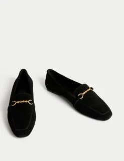 Suede Chain Detail Flat Loafers -M&S suede chain detail flat loafers 3