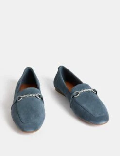 Suede Chain Detail Flat Loafers -M&S suede chain detail flat loafers 9
