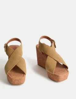 Suede Crossover Wedge Sandals -M&S suede crossover wedge sandals 3