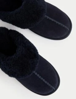 Suede Faux Fur Cuff Mule Slippers -M&S suede faux fur cuff mule slippers 6