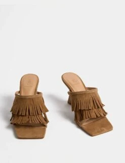 Suede Fringed Slip On Stiletto Heel Mules 13 Suede Fringed Slip On Stiletto Heel Mules -M&S suede fringed slip on stiletto heel mules 4