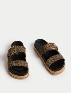 Suede Leopard Print Flatform Sandals -M&S suede leopard print flatform sandals 4