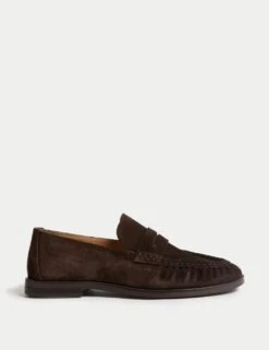 Suede Loafers -M&S suede slip on flat loafers 1