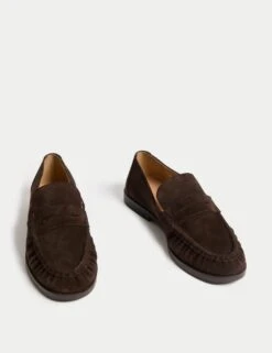 Suede Loafers -M&S suede slip on flat loafers