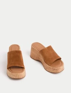 Suede Slip On Platform Mules -M&S suede slip on platform mules 8